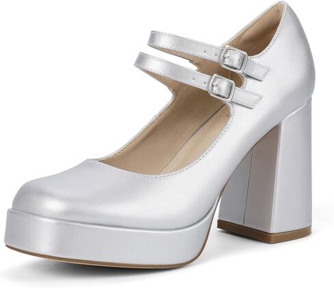IDIFU IN4 Mary Jane Shoes Platform Chunky High Heels Closed Toe Dress Shoes for Women Wedding Work Business Homecoming Party Shoes Comfortable Casual Dressy Square Toe Heels Pumps in Kuwait