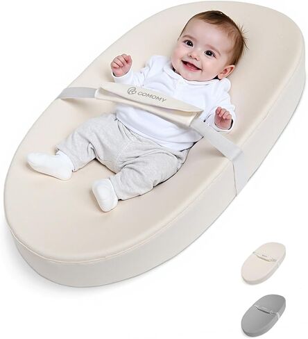 COMOMY Baby Changing Pad with Wipeable & Waterproof PU Cover, Contoured Diaper Changing Pad for Dresser with Non-Slip Safety Belt, Portable and Lightweight, Large Cushioned Foam, Creamy White in Kuwait