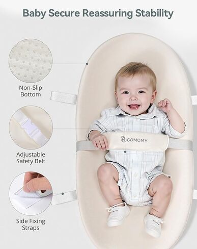 COMOMY Baby Changing Pad with Wipeable & Waterproof PU Cover, Contoured Diaper Changing Pad for Dresser with Non-Slip Safety Belt, Portable and Lightweight, Large Cushioned Foam, Creamy White in Kuwait