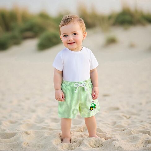 شورتات كرة القدم الأولاد الصغار Seersucker Swim Trunks Golf Baseball Baby Summer Summer Strets Betrics Stripts Forms in Saudi Arabia