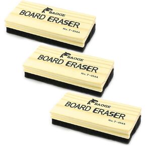 3 Pack Premium Wool Felt Chalkboard Eraser Dustless Wood Chalkboard Eraser Chalkboard Eraser,Chalkboard Erasers for Kids,White Board Eraser,Chalk and Erasers,Blackboard Eraser