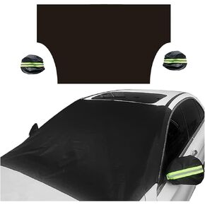 8sanlione Car Windshield Cover, Waterproof Ice and Snow Frost Protector, 82.6"x 49.2" Universal Fabric Windproof Cover, Four Seasons Windshield Sunshade Protector, Fits Most Cars, SUVs, Trucks, Vans