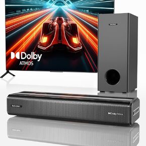 Sound Bar with subwoofer for Smart TV Dolby Atmos 2.1CH Wireless Bluetooth 3D Surround Sound Soundbar Deep Bass Adjustable Home Theater Surround System TV Speaker Works with 4K & HD TV