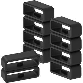 10 Pack Watch Band Holder Compatible with Garmin Instinct/Instinct 2/Vivoactive 4/Fenix 7/Fenix 6/Fenix 5 Band Keeper, 22mm Silicone Replacement Watch Band Clasp Clip Keeper Ring Loop Fastener (Black)
