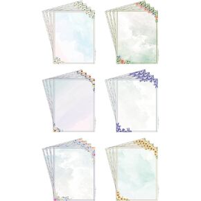 Better Office Products Stationery Paper, 100 Sheets, Floral Letter Writing Stationery, Letter Size 8.5 x 11 inch, 6 Unique Double Sided Designs, 100 Pack