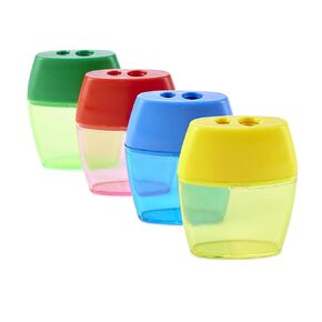 Charles Leonard Pencil Sharpener, Deluxe Two-hole style with Shaving Receptacle, Assorted Colors in Kuwait