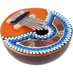 7 Key Tuneable Coconut Shell Mbira Portable Kalimba Adjustable Finger Thumb Piano Musical Instrument (Random Pattern)