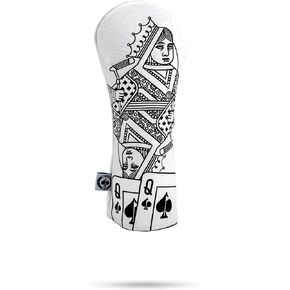 Pins & Aces Royal Flush Head Cover - Premium, Hand-Made Leather Headcover - Ace of Spades & Magnetic Closure, Tour Quality Golf Club Cover - Style and Customize Your Golf Bag (Fairway)