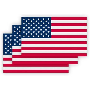 Reflective American Flag Decals USA Flag Car Stickers (Pack of 03) Patriotic Decals 5x3 Inches American Flag Stickers