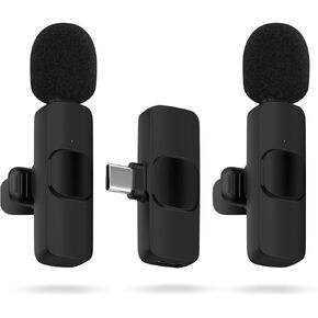 Wireless Lavalier Microphones for iPhone 15 Series,2Pack USB C Samsung S24 A14 iPad Android Phone Lapel Mini Mic for Video Recording,Game Live Streaming,Podcast,Interviews,Wireless Clip Mics for Vlog in Saudi Arabia