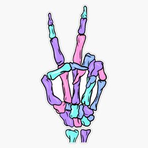 Peace sign skeleton fingers Sticker Bumper Sticker Vinyl Decal 5'', RQH-SKTON-STICKERS-1024