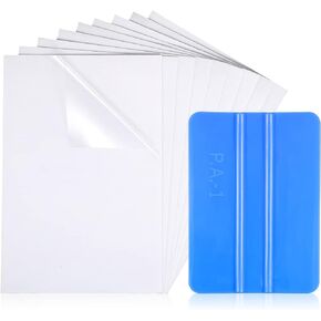 9 Sheets Windshield Sticker Applicator and Blue Plastic Hand Applicator Squeegee Static Cling Window Film Clear Car Window Stickers 4 x 6 Inches Automotive Decals, Easy to Remove and Reapply