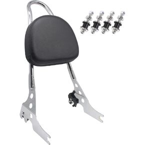 YHMOTO Detachables Sissy Bar Cushion Passenger Backrest W/Pad and Docking Hardware Kits Fit for Harley Sportster XL1200 883 2004-2022 (Black)