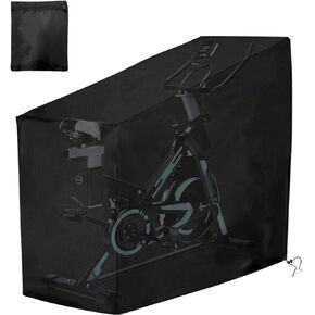 210D Excercise Bike Cover, Upright Protective Spinning Bicycle Cover for Indoor & Outdoor Storage, Waterproof Dustproof Cycling Cover, Drawstring Polyester Fiber Cover with Storage Bag