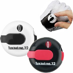 Cosmos 2 Pcs Mini Golf Score Shot Stroke Counter Stroke Clicker Clip to Golf Glove Bag Hat for Golf Game Scorekeeper Outdoor Sport Scoreboard, Black & White Color