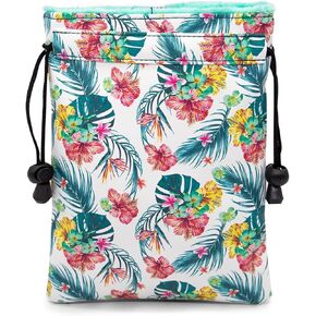 Golf Valuables Pouch，Colorful Flower Golf Pouch Bag with Drawstrings Golf Tee Bag Pouch Leather Golf Tee Pouch Golf Ball Bag for Men Women