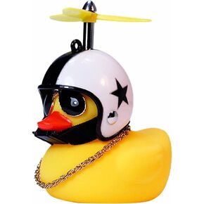 Rubber Duck Yellow Duck Auto Parts Car Dashboard Decoration Bicycle Chirping Horn Motorcycle Horn with Helmet Propeller