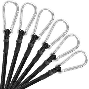 12 Inch Small Bungee Cord with Hooks-Black Bungee Cords Heavy Duty Outdoor Bungee Straps with Hooks for Camping, Tarps, Tents, Hiking,Hunting,Trucks and Boats (4 Pack)