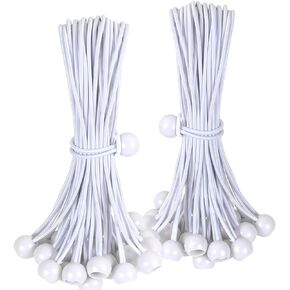 Ball Bungee Cord 6 Inch,White Bungee Ball for Tarp Tie Down Cords Heavy Duty for Outdoor Canopy,Tents, Cargo, Shelter, Gazebo with UV-Resistant (30 PCS)