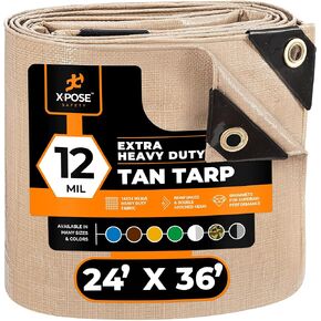 Heavy Duty White Poly Tarp 6' X 8' - Multipurpose Protective Cover - Durable, Waterproof, Weather Proof, Rip and Tear Resistant - Extra Thick 12 Mil Polyethylene - by Xpose Safety