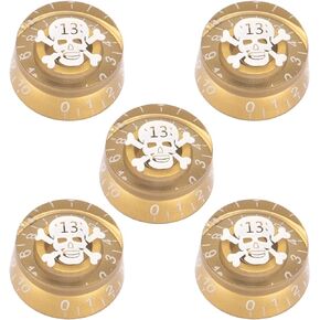 5Pack Skull Head Guitar Speed Control Knobs Tone Volume Buttons Compatible with LP Les Paul SG Electric Guitar Bass (White Skull)