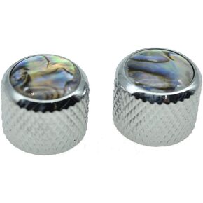KAISH Gold Large Size 2pcs Push on Fit Abalone Top Dome Knobs Abalone Inserts Import Style Guitar Bass Knobs for Precision P Bass or Tele Guitars