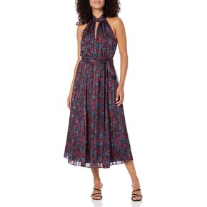 Anne Klein Women's Twist Neck Printed Halter Midi Dress