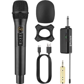 PROZOR Wireless Microphone with Metal Adapter Volume Treble Bass Echo Control UHF Handheld Karaoke Microphones for Karaoke Machines, DJ, Singing, Church, Weddings, Speaker, amplifiers, PA Systems