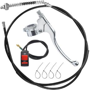 22mm 7/8" Left Clutch Brake Handle Lever Perch 68" Drum Brake Cable Switch for Predator 196cc 212cc Baja Warrior Massimo MB165 MB200 Coleman CT200U BT200X CT200U-EX Yerf-Dog Mini Bike Silver