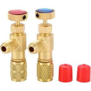 gohantee R12 R410 Refrigerant Charging Valve, R12 R22-1/4“ Male to 1/4" Female, R410-1/4" Male to 5/16" Female, Safety Adapter Flow Control Ball Valve for R12 R22 R410 Air Conditioner Manifold