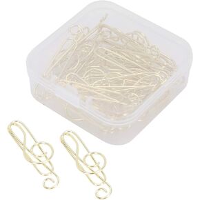 20Pcs Paper Clips, Musical Note Paper Clips Music Shape Bookmarks Page Marker Paper Clips Decorative Paper Clips Planner Clip Pin for File Classification(Gold) Paper Clip Holders