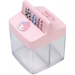 Cute Animal Faced Mymelody Paper Clip Dispenser Magnetic Lid Boxes with 6 Paper Clips Pink Rabbit