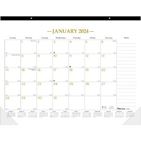 Blueline 2024 Gold Collection Monthly Desk Pad Calendar, 12 Months, January to December, 22" x 17", Classic Gold, English (C199003-24) in Kuwait