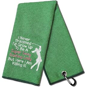 Super Sexy Golfing Lady Funny Golf Towel, Embroidered Pink Golf Towels for Golf Bags with Clip, Golf Gifts for Men Woman, Birthday Gifts for Golf Fan, Retirement Gift, Mom Golf Towel