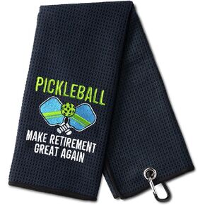 Pickleball Make Retirement Great Again Funny Golf Towel, Embroidered Golf Towels for Golf Bags with Clip, Men's Golf Accessories, Pickleball Gift Birthday Retirement Gift for Dad Golf Fans