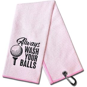DYJYBMY Always Wash Golf Towel, Embroidered Towels for Golf with Clip, Wipe Golf Club, Golf Accessories for men (Black) in Kuwait