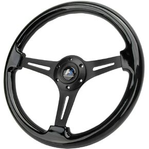 14"(350mm) Wood Grain Steering Wheel 6 Bolts 1.5" Depth Dish Gold Chrome Spoke Fit for Acura Black Color