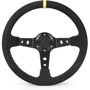14 Inch 350mm Car Steering Wheel Suede Leather Drift Racing Game Steering Wheel Universal