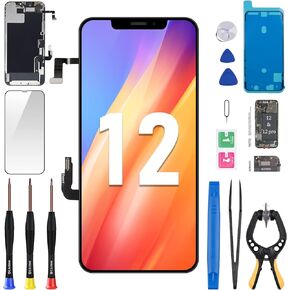for iPhone 12/12 Pro Screen Replacement 6.1" with Ear Speaker Proximity Sensor 12Pro 3D Touch LCD Display Digitizer Full Assembly Front Earpiece Repair Kits Fix Tools A2172 A2402 A2403 A2404