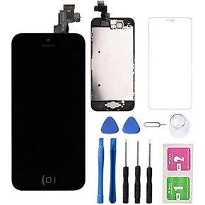متوافق مع استبدال شاشة iPhone 5C LCD، وإطار تجميع محول رقمي لشاشة LCD تعمل باللمس وزر الصفحة الرئيسية، والكاميرا الأمامية، ومستشعر القرب، وسماعة الأذن، ودرع LCD، ومجموعة أدوات إصلاح الزجاج المقسى in Kuwait