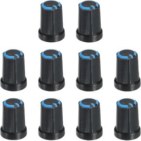 MECCANIXITY Potentiometer Control Knob ABS Guitar Knob for 6mm D Type Shaft Electric Guitar Power Amplifiers Stereos,Bass Volume Tone 270 Degrees Rotary Knob Black Blue 10PCS