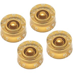 Left Hand (Lefty) Black Speed Knobs Compatible with Gibson Les Paul SG Electric Guitar (Set of 4) Fits 24 Fine-Spline USA (Imperial) Split Shaft Pots Recessed LS24US-BLK4