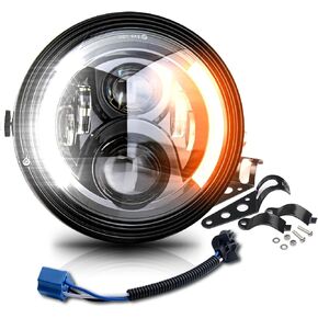 7" Inch LED Motorcycle Headlight with Housing Bucket Mouting Brackets Hi/Low Beam Headlamp for H-arley Yamaha Honda Cafe Racer Bobber Chopper Scrambler Streetbike w/34~42mm Fork Tube in Kuwait