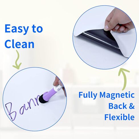 2PCS Magnetic Dry Erase Whiteboard for Fridge,Magnetic Dry Erase Board Sheet with 4 Dry Erase Marker and 1 Eraser, Magnetic Whiteboard for Fridge, Magnetic Dry Erase Board(12" x 9") in Kuwait