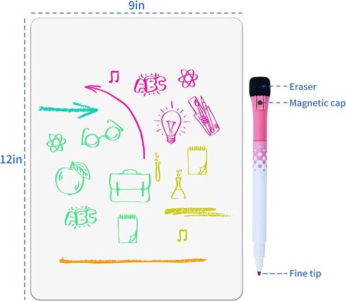 2PCS Magnetic Dry Erase Whiteboard for Fridge,Magnetic Dry Erase Board Sheet with 4 Dry Erase Marker and 1 Eraser, Magnetic Whiteboard for Fridge, Magnetic Dry Erase Board(12" x 9") in Kuwait