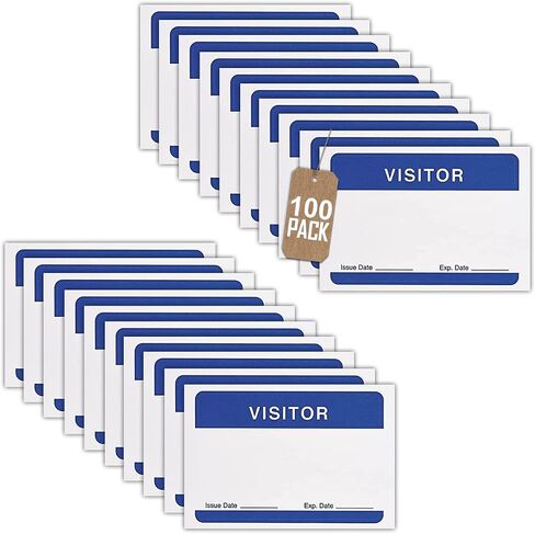 1InTheOffice Visitor Stickers, Visitor Badges, Name Tag Stickers for Clothes, Self-Adhesive, 3 1/2 x 2 1/4, White/Blue, 100 Pack in Saudi Arabia