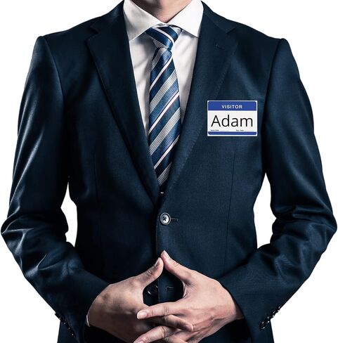 1InTheOffice Visitor Stickers, Visitor Badges, Name Tag Stickers for Clothes, Self-Adhesive, 3 1/2 x 2 1/4, White/Blue, 100 Pack in Saudi Arabia