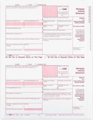 1098 Mortgage Interest Laser Form, Federal Copy A for 2023, 24 Pack in Saudi Arabia
