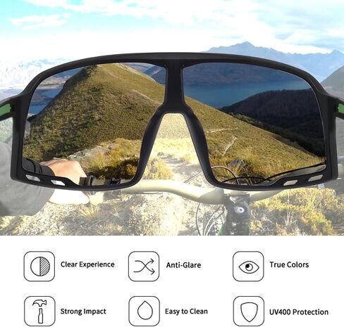 نظارات شمسية رياضية ملفوفة لركوب الدراجات للجنسين، نظارات مستقطبة مقاومة للرياح للجري in Kuwait