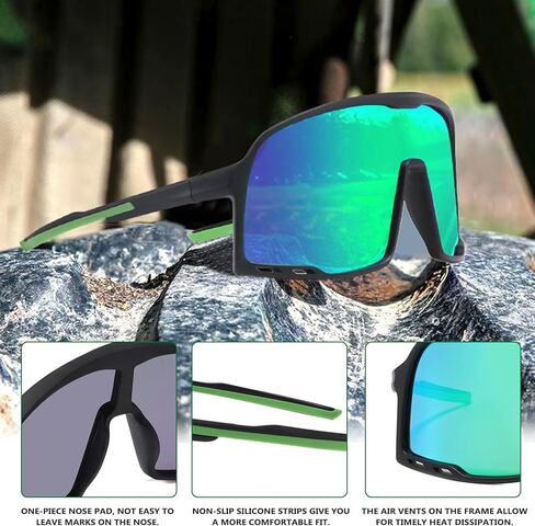 نظارات شمسية رياضية ملفوفة لركوب الدراجات للجنسين، نظارات مستقطبة مقاومة للرياح للجري in Kuwait